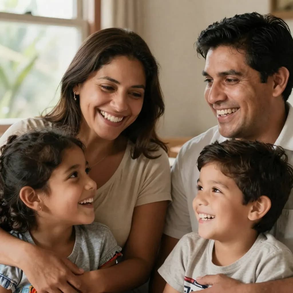 Familia feliz conectada por Axen Union